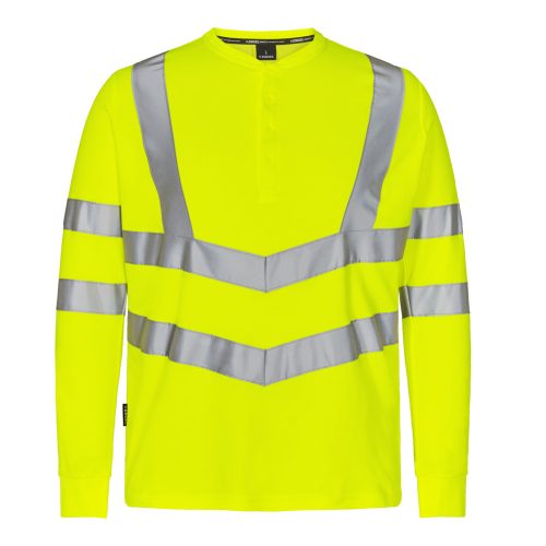 Langärmeliges T-Shirt mit Sicherheitsfront zum Knöpfen